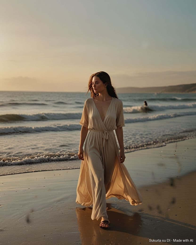 Elegantiška paplūdimio apranga (beach formal) – aprangos pavyzdys