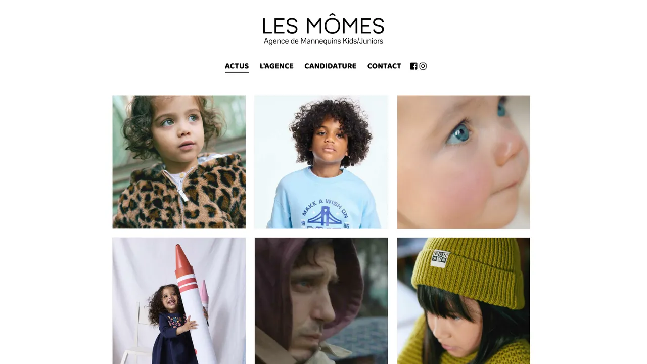 Les Mômes svetainės pirmasis puslapis